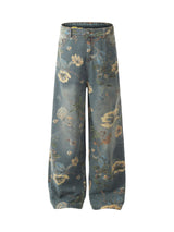 Carpenter Pant Vintage Floral Wide Leg Streetwear Style - 8001