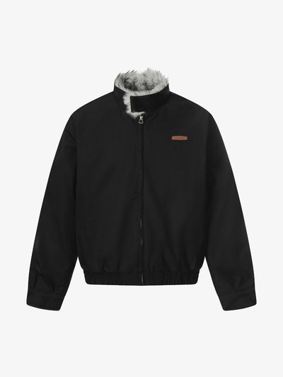 Faux Fur Collar Bomber Jacket