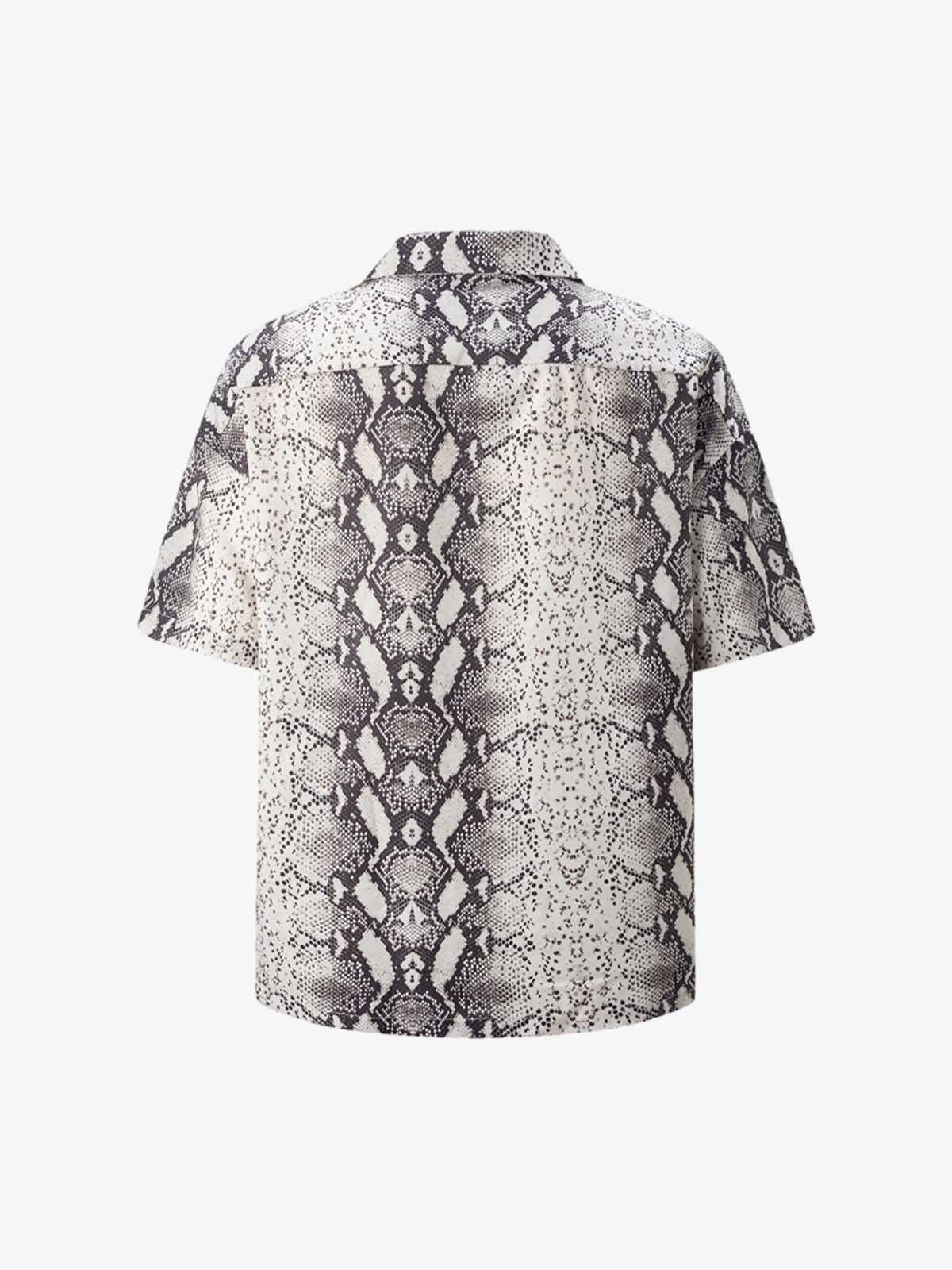 Street Snake Print Short-Sleeved Floral Shirt