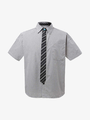 Tie Contrast Stitching Casual Plaid Shirt - thumbnail 6