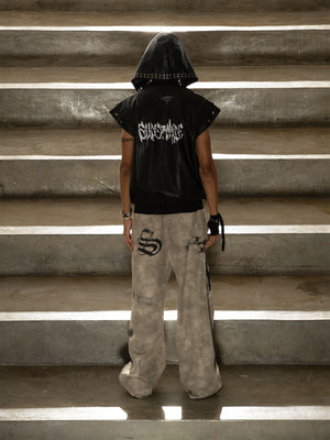 Thorn Destruction Frame Pattern Leather Vest - thumbnail 8