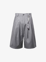 Pleated Design Pendant Decoration Baggy Shorts