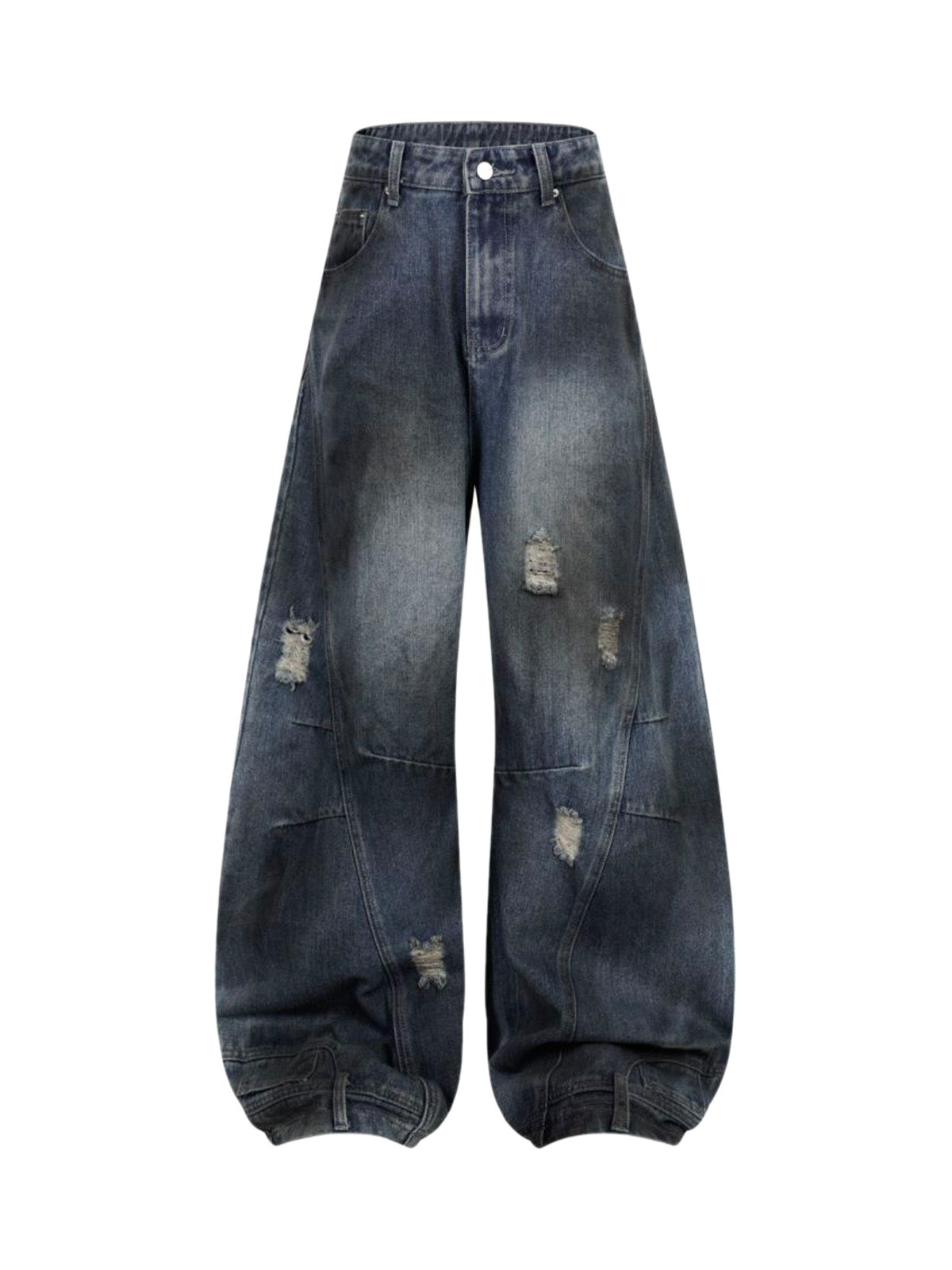 Washed Distressed Jeans Wide Leg Streetwear Fit - 10604