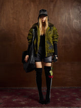 Street Graffiti Lamb Collar Flight Cotton Jacket