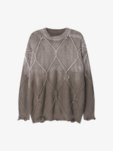 Paint Spray Hole Cable Crewneck Sweater