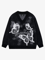 Vintage Butterfly V-Neck Sweater