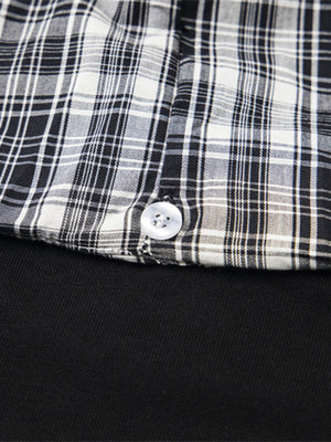 Plaid hood tee – plaid button close-up | XoKool