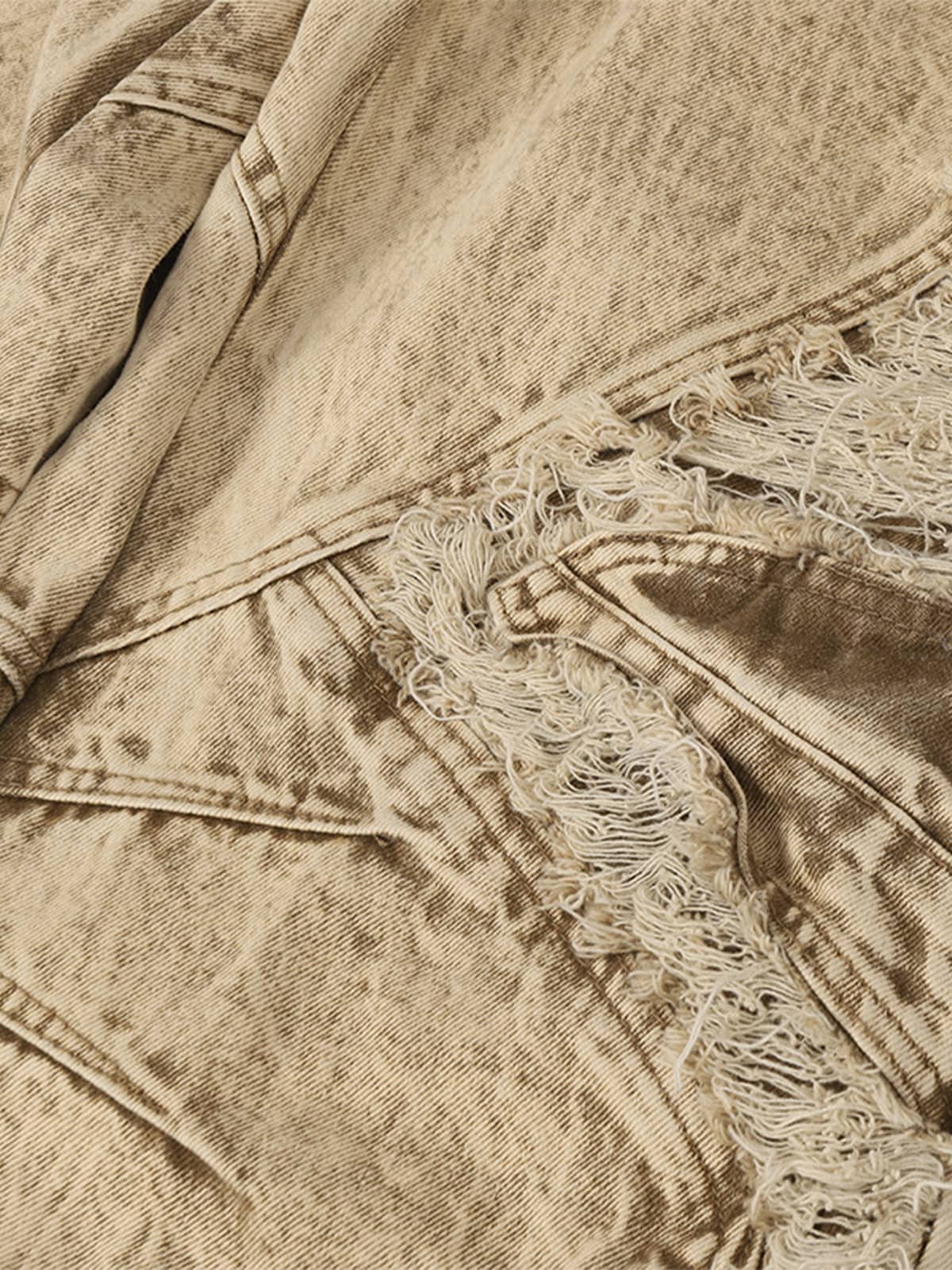 Acid Wash Moto Jeans – Raw-edge rip close-up | XoKool