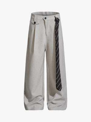 Tie Detail Relaxed Fit Draped Suit Pants - thumbnail 1