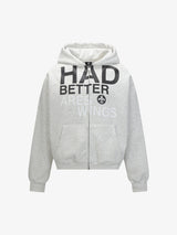 Casual Lettering Pattern Zippered Hooded Cardigan Sweatshirt