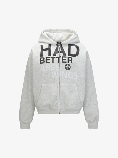 Cropped Graphic Zip Up Hoodie with Fleur de Lis