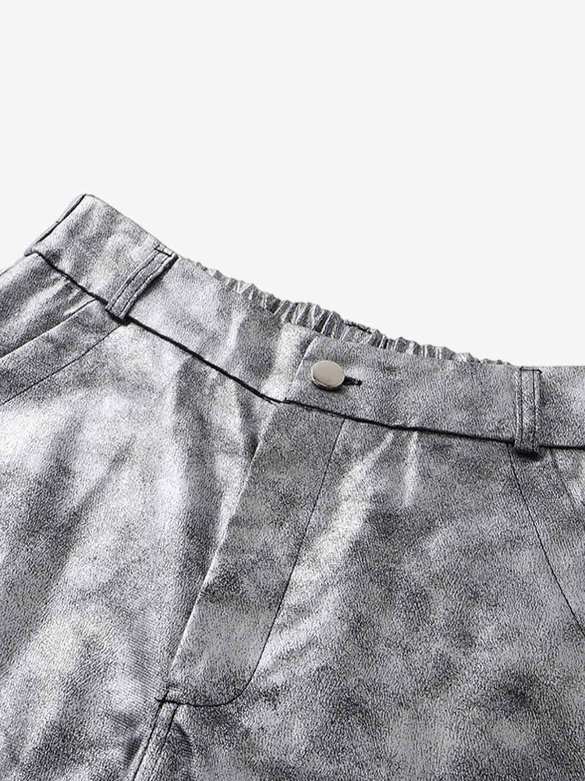 Retro Silver Loose Metallic Straight Pants - image 5