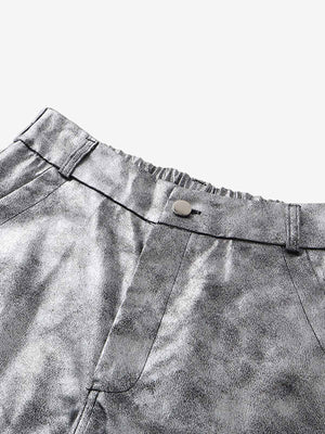 Retro Silver Loose Metallic Straight Pants - thumbnail 5