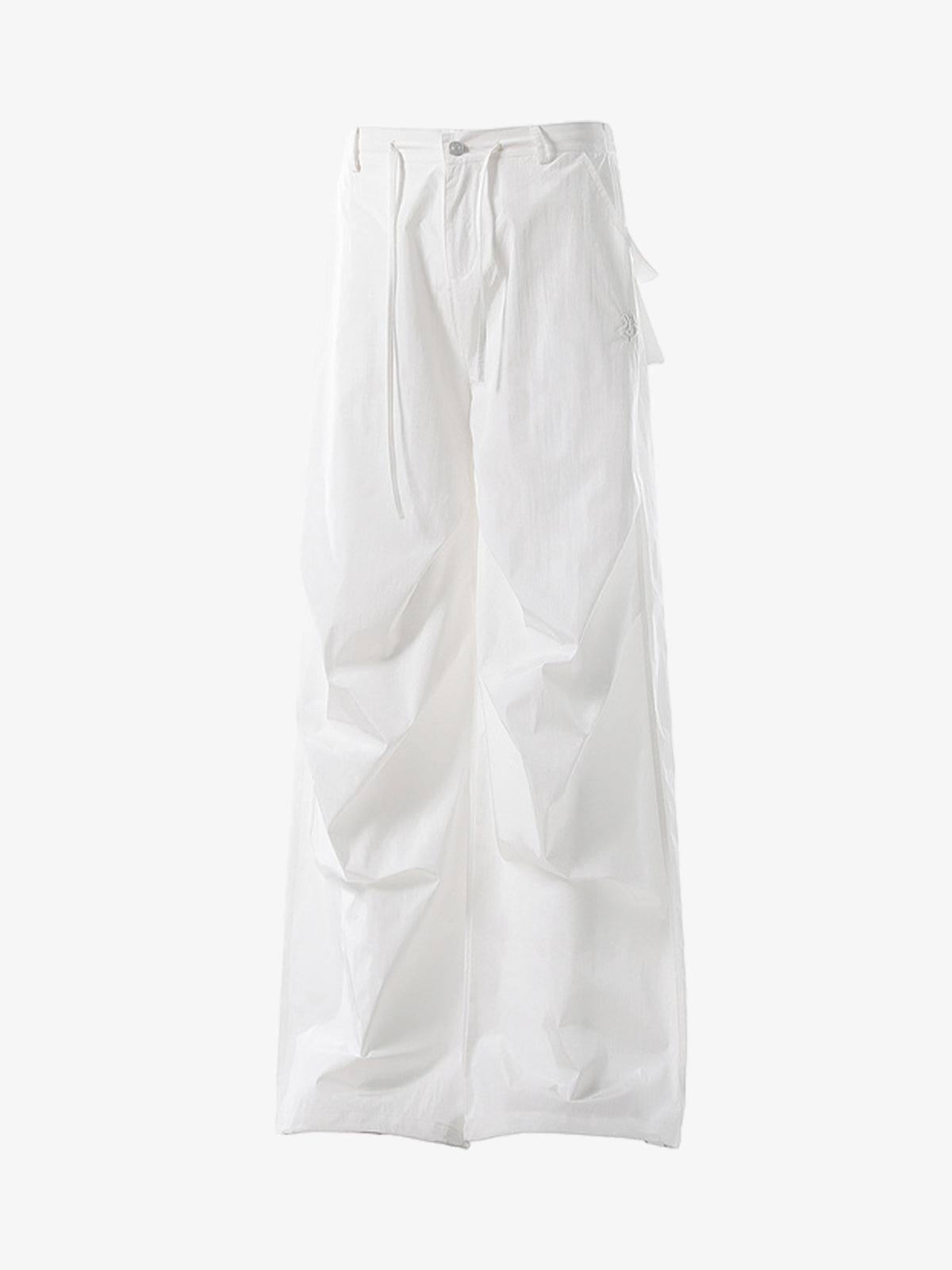 Vintage Drawstring Draped Embroidered Wide Leg Pants - image 12