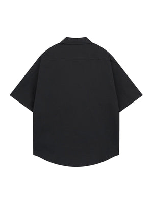 Retro Letter Print Short Sleeve Shirt - thumbnail 4