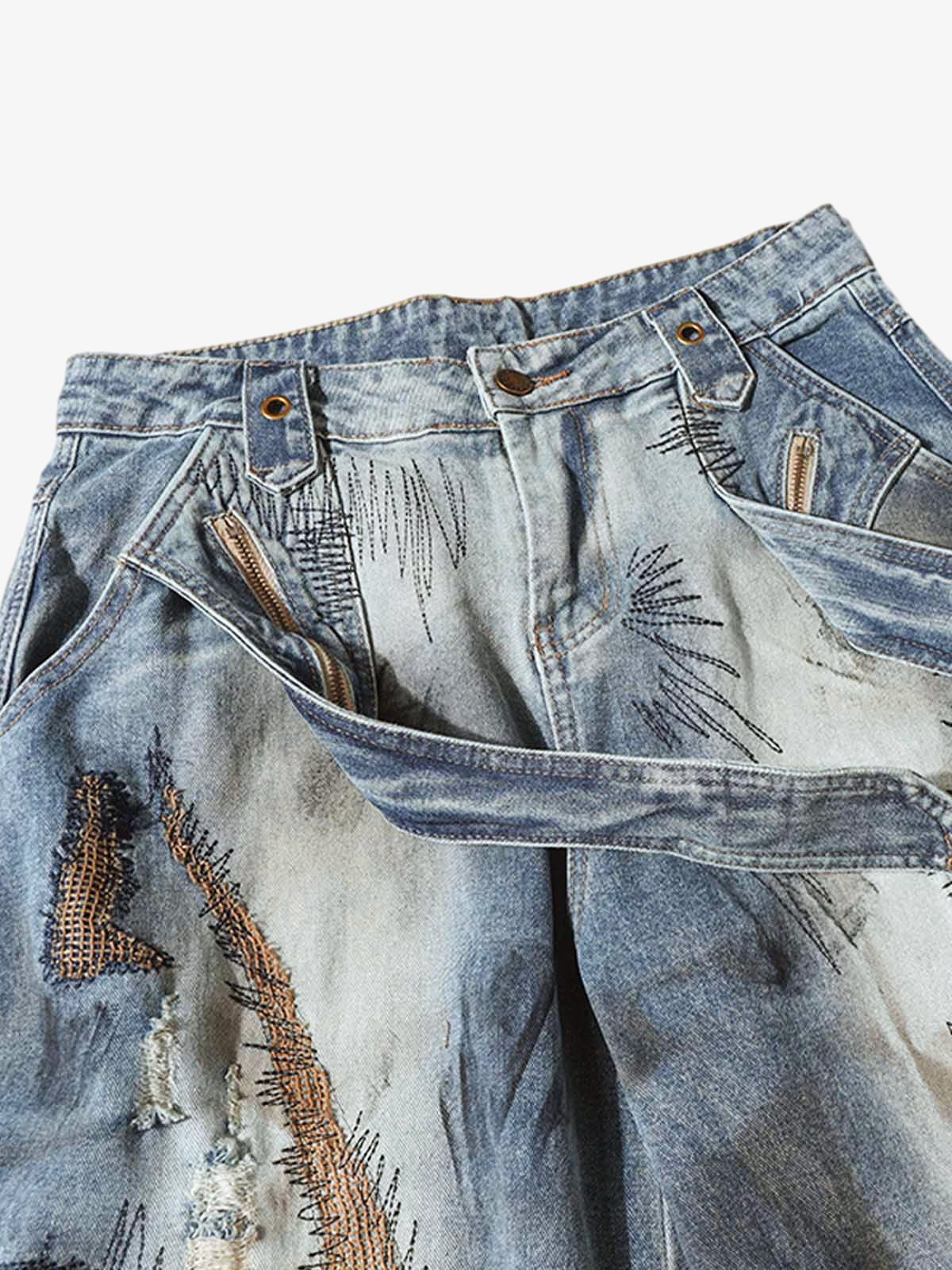 Zip Barrel Jeans – Waistband + belt loops close-up | XoKool