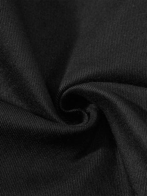 Vintage Heavy Pleated PU Leather Stitch Patchwork Flared Pants - thumbnail 9