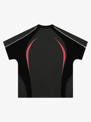 Contrast Color Stitching V-Neck Short-Sleeved T-Shirt - thumbnail 4