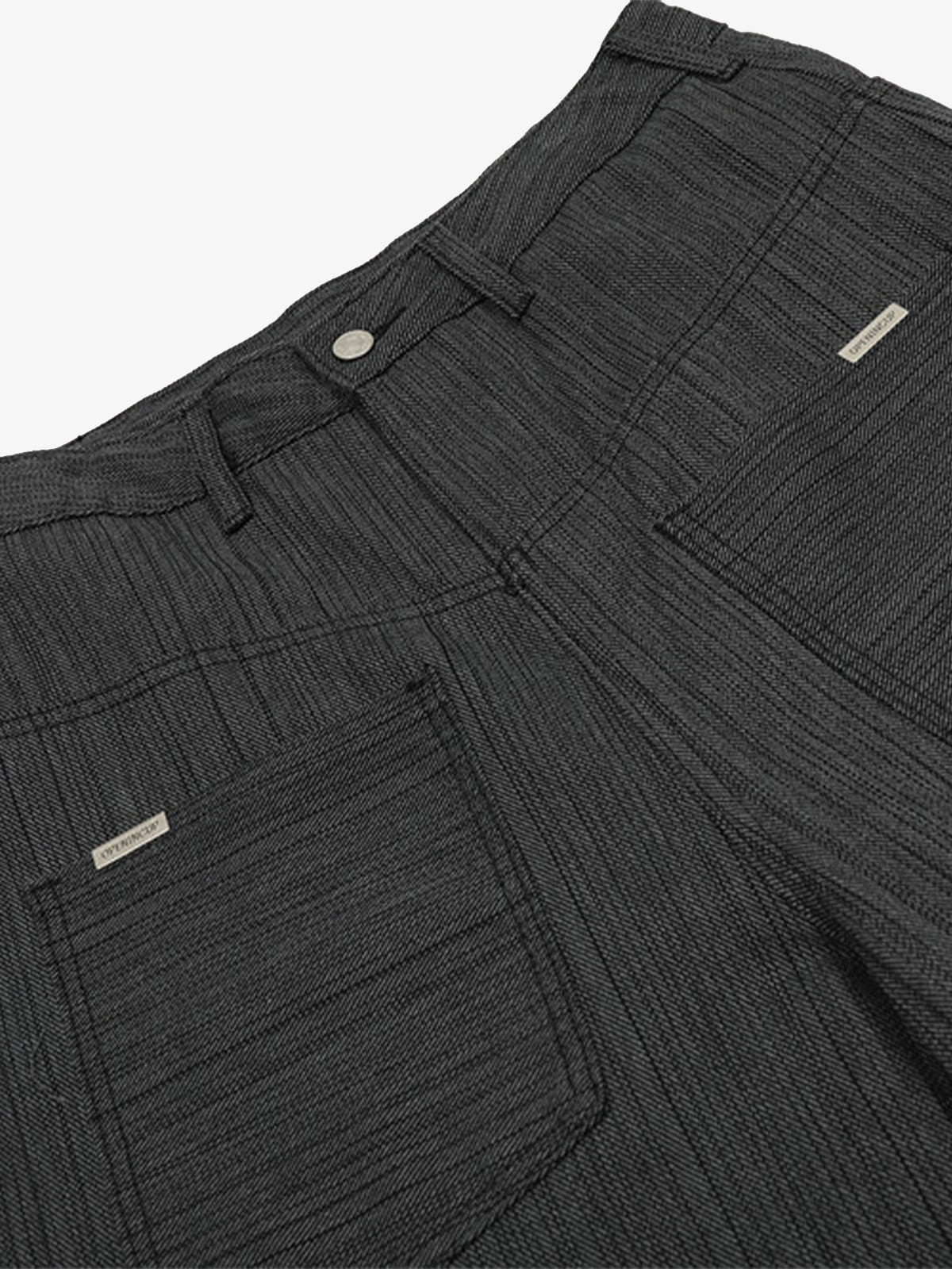 Striped Textured Reverse Pocket Pants - image 3