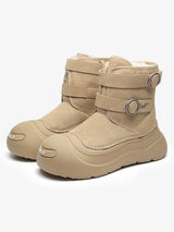 Waterproof Suede Strap Fleece-Lined Mid-Calf Boots