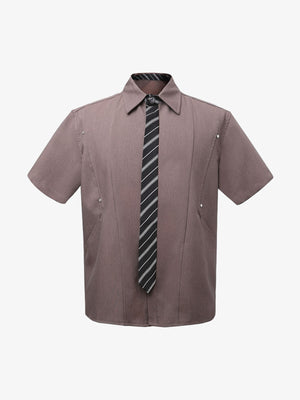 Deconstructed Patchwork Tie Short-Sleeved Shirt - thumbnail 1
