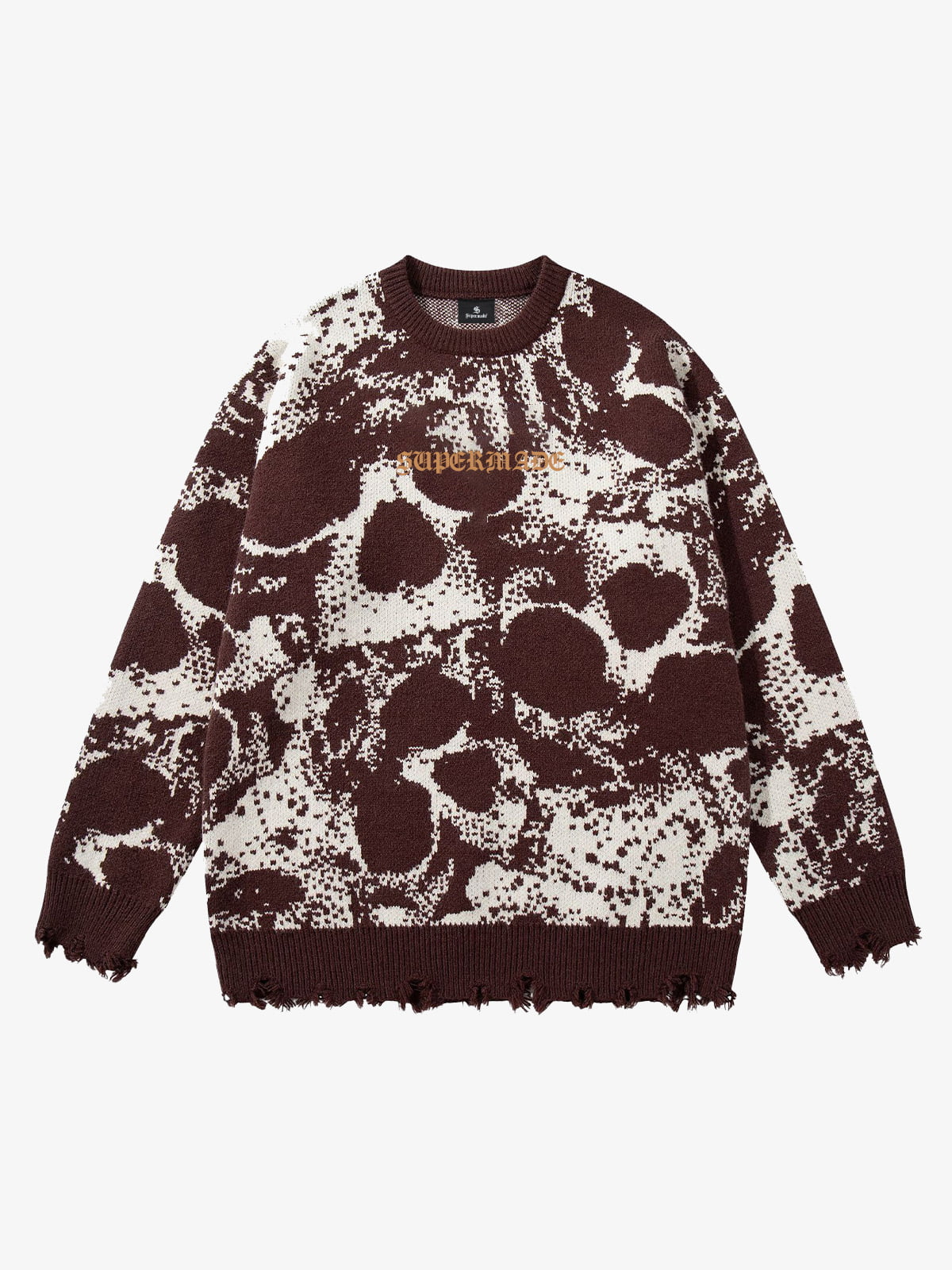 Dark Street Skull Frayed Hem Sweater