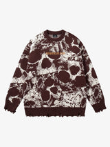 Dark Street Skull Frayed Hem Sweater