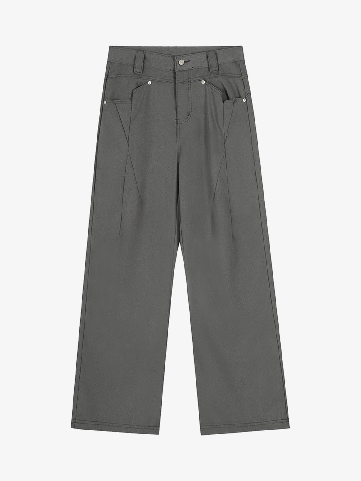 Pleated Deconstructed Tailored Pocket Casual Pants - Gray