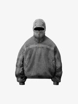 Fleece Retro Zipper Eye-Hood Design Hooded Sweatshirt