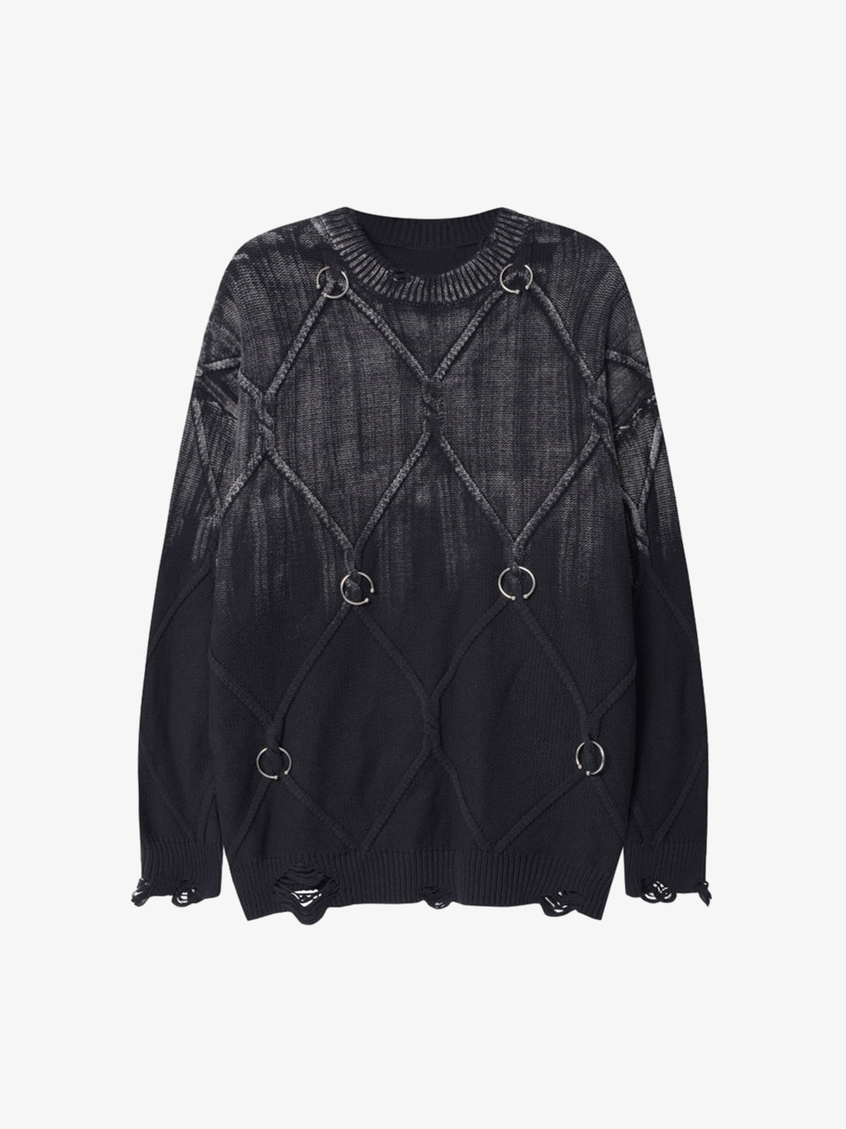 Paint Spray Hole Cable Crewneck Sweater