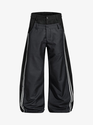 Double Waistband Panel Strap Barrel Pants - thumbnail 1