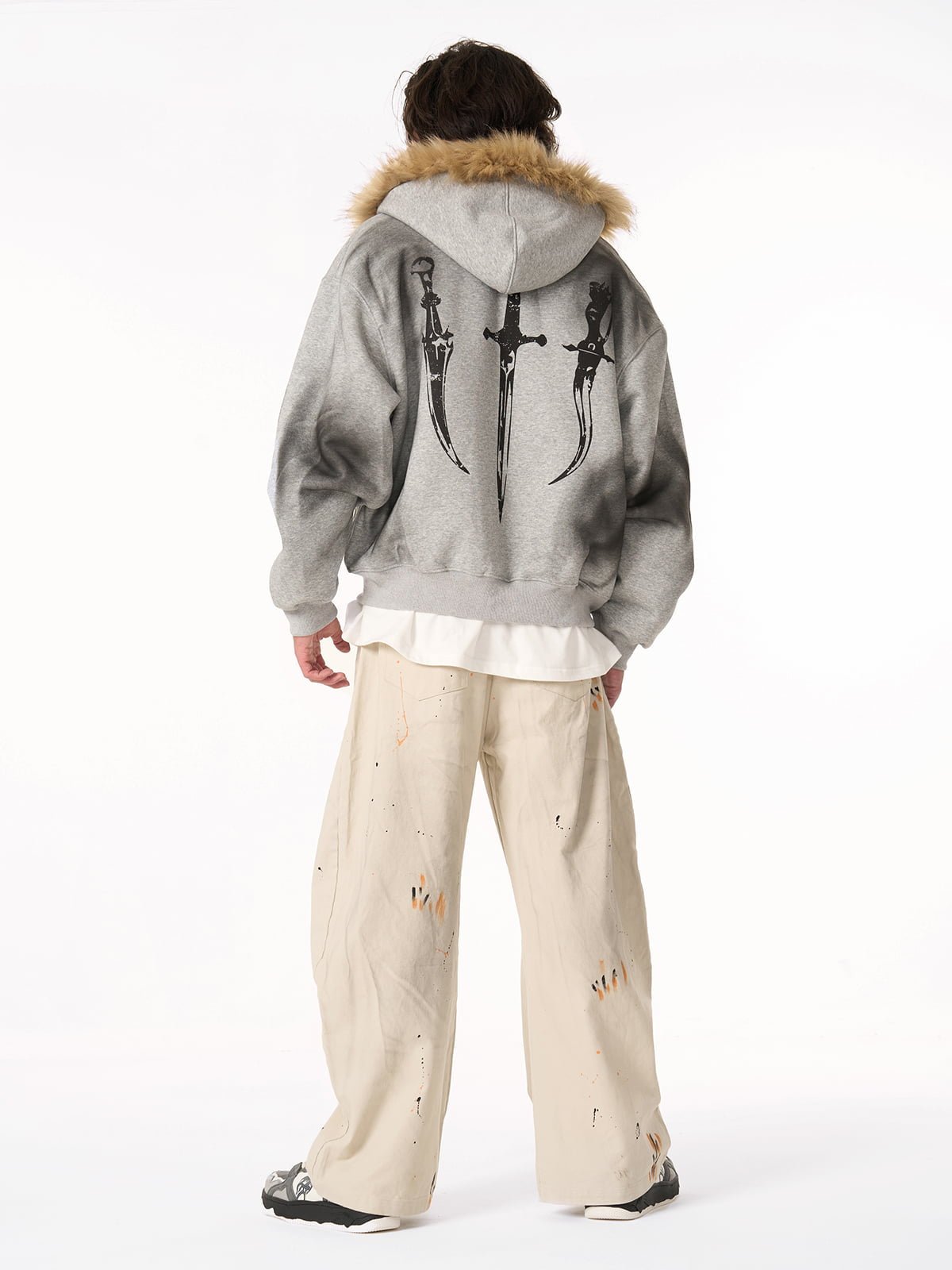 Graphic Zip Up Hoodie with Fur Trim Hood | XoKool