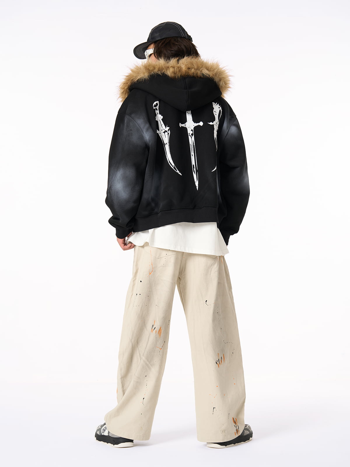 Retro Inkjet Dirty Dyed Barrel Pants - image 8