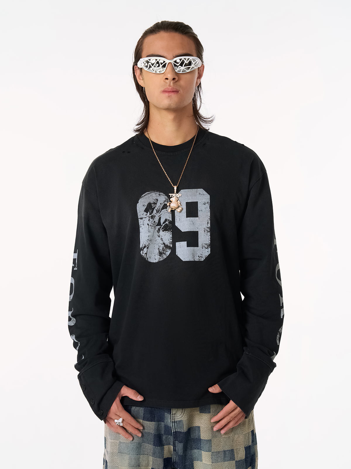Distressed NO. 09 Long Sleeve T-Shirt - image 5