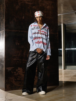 Street Lettering Vintage Striped Shirt - thumbnail 12