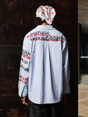 Street Lettering Vintage Striped Shirt - thumbnail 5