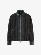 Textured PU Leather Patchwork Retro Stripe Jacket