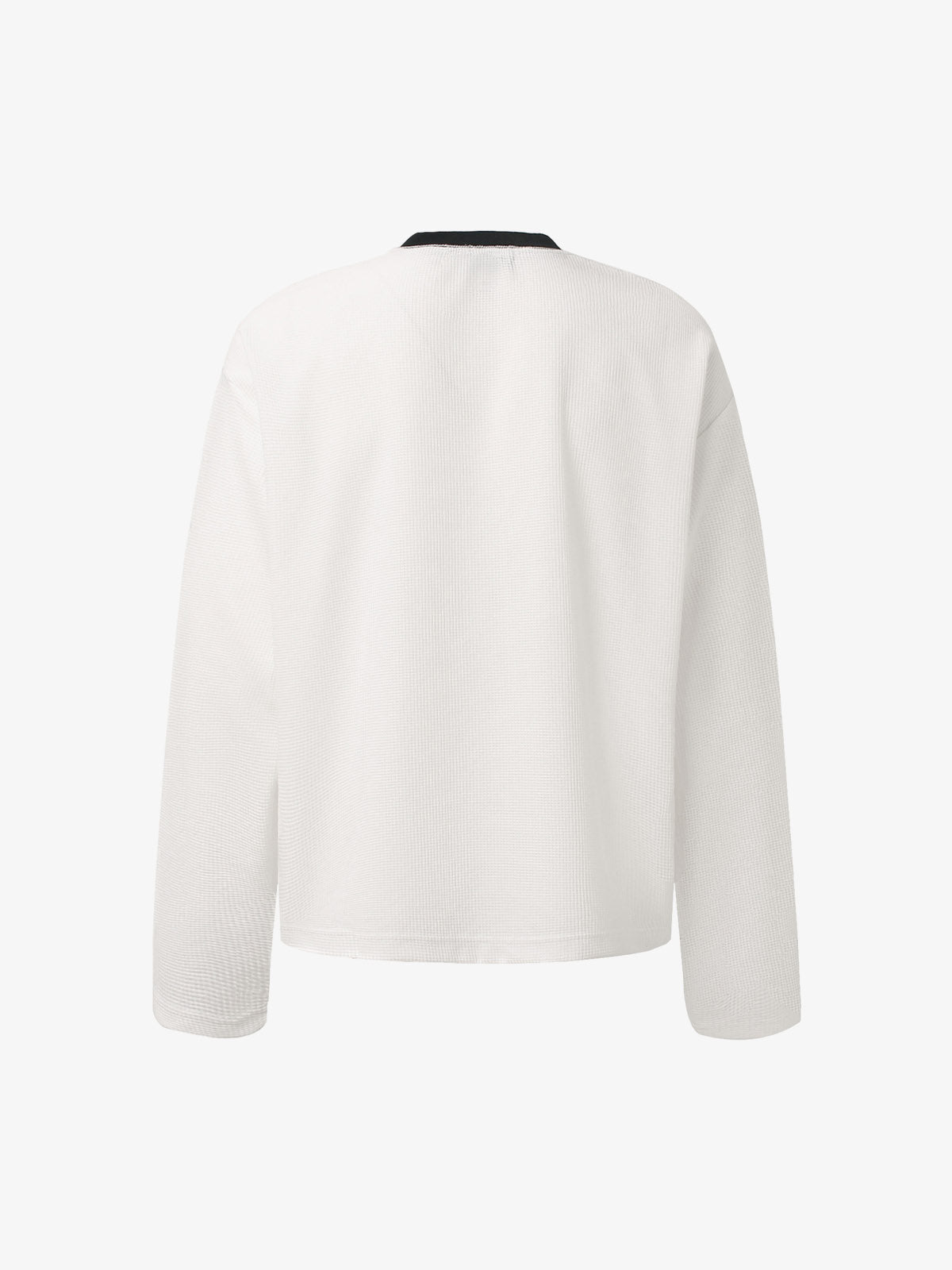 Letter Print Waffle Long-Sleeved T-Shirt