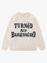 Letter Embroidery Round Neck Casual Sweater