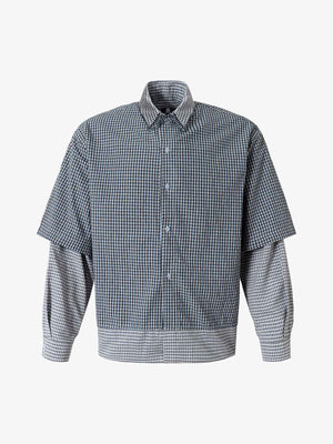 Double-layered Plaid Deconstructed Shirt - thumbnail 1