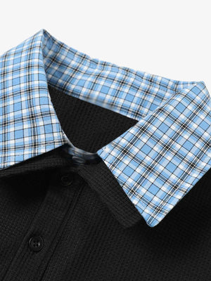 Retro Pearl Letter Plaid Collar Polo Shirt - thumbnail 5
