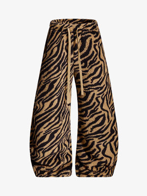 Zebra Print Sherpa Barrel Pants – front flat | XoKool