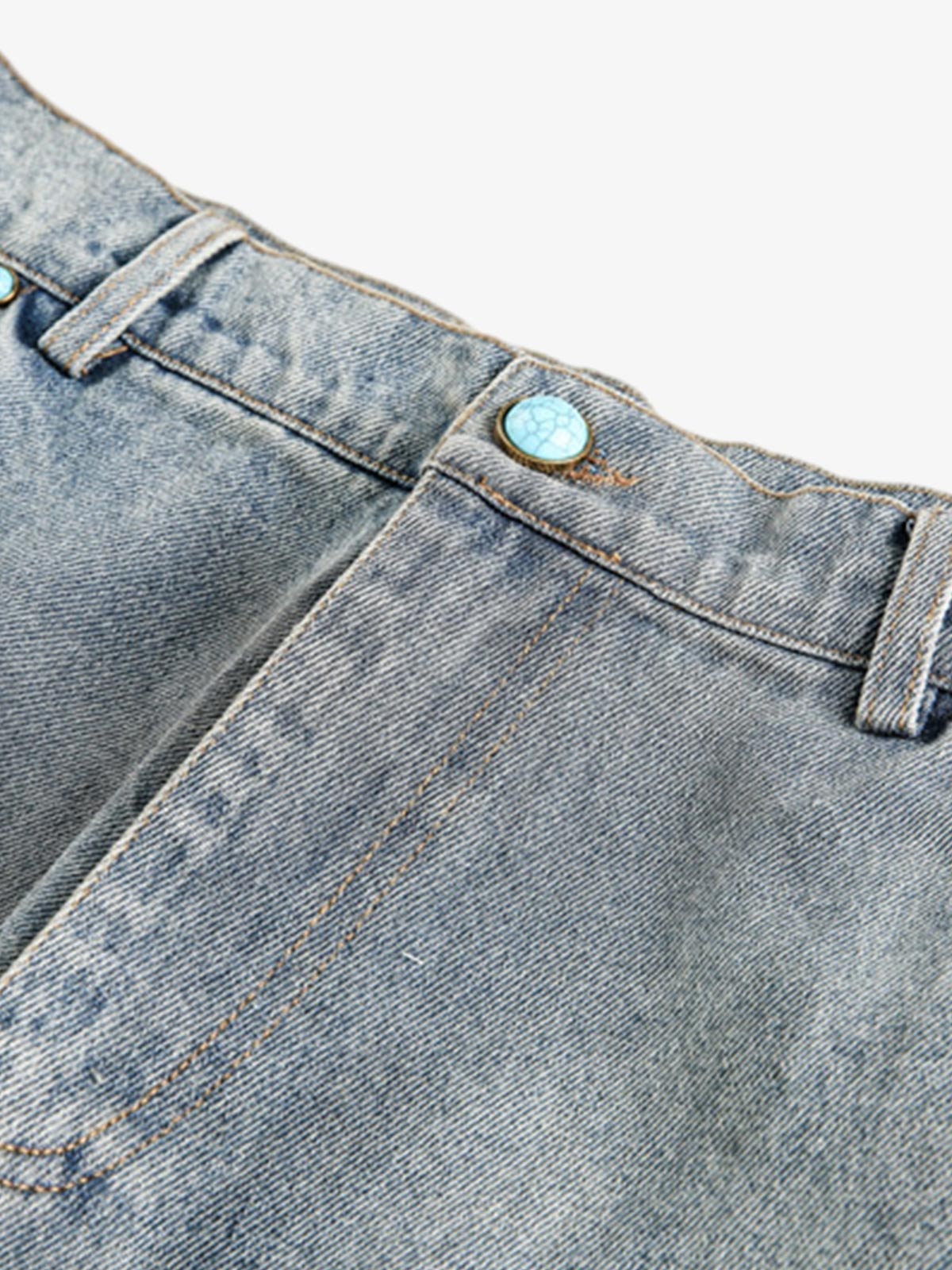 Distressed Rivet-washed Ripped Barrel Jeans - image 3
