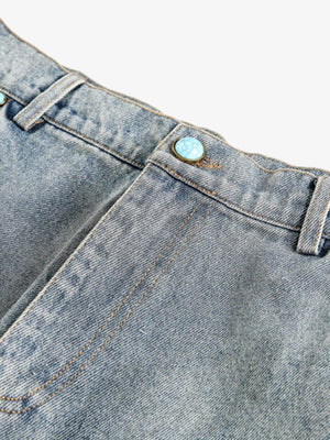 Distressed Rivet-washed Ripped Barrel Jeans - thumbnail 3