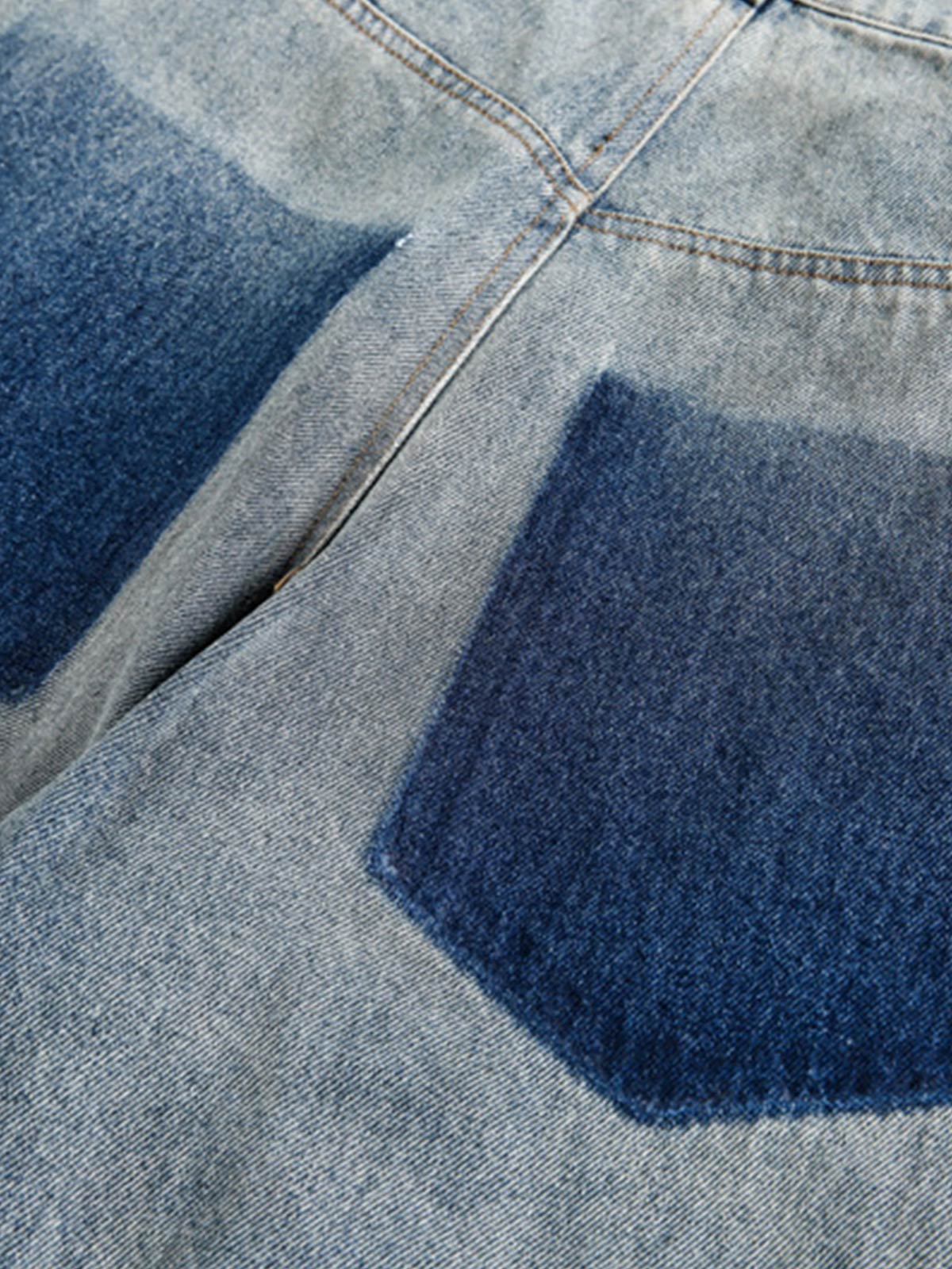 Distressed Rivet-washed Ripped Barrel Jeans - image 4