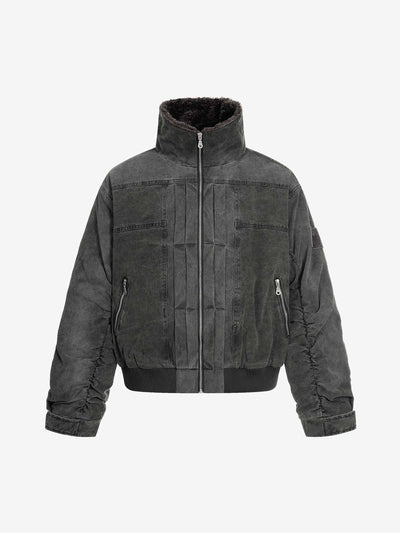 Washed Canvas Jacket with Faux Shearling Collar