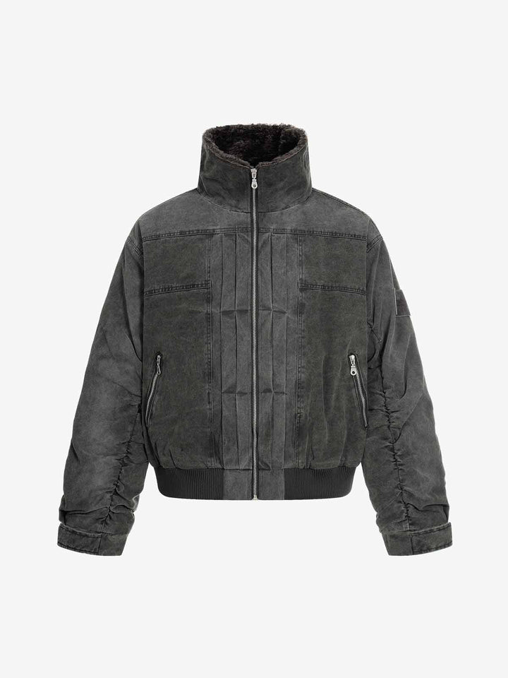 Washed Canvas Jacket with Faux Shearling Collar