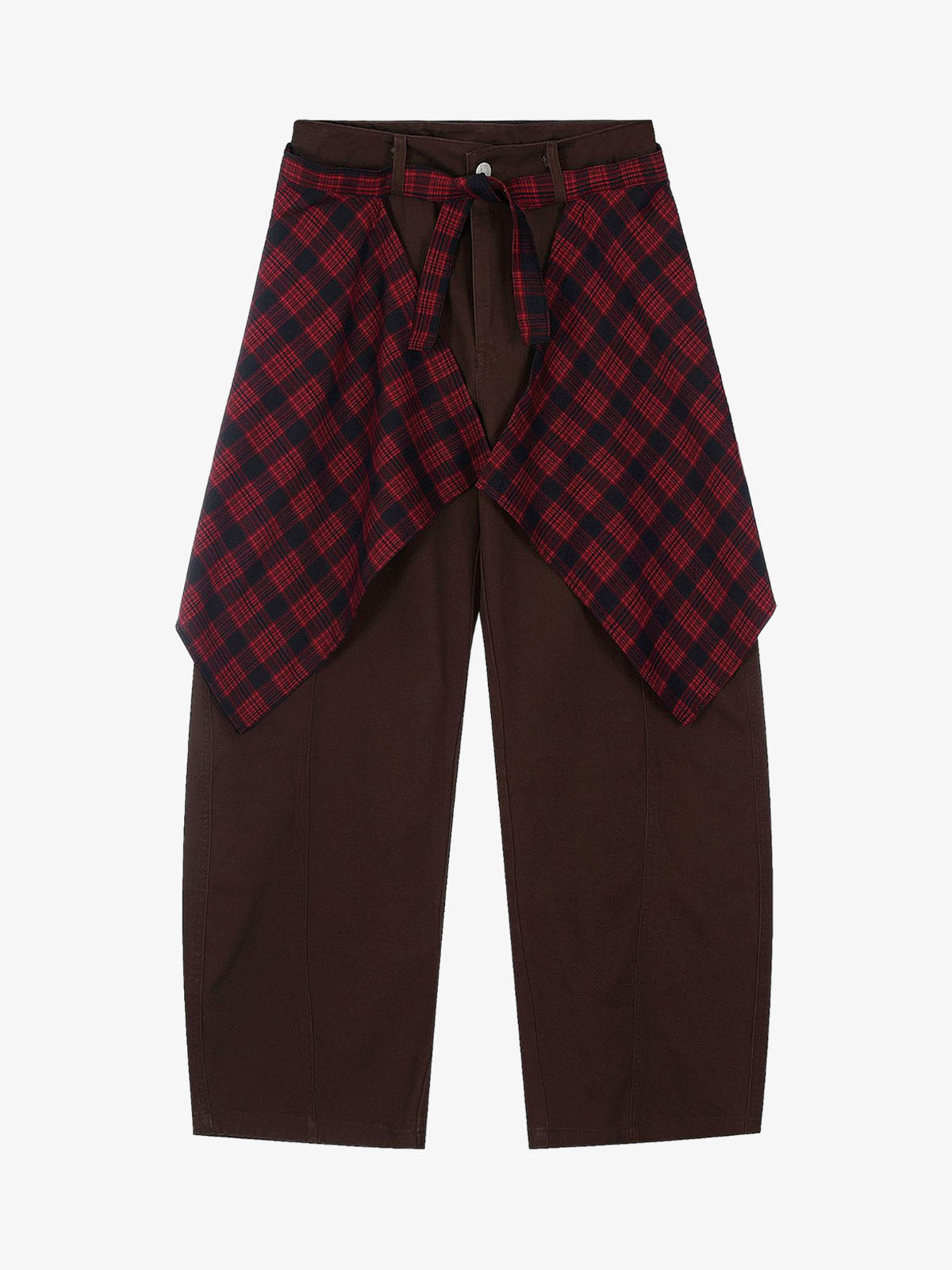Plaid Decorative Patchwork Loose Pants - image 9