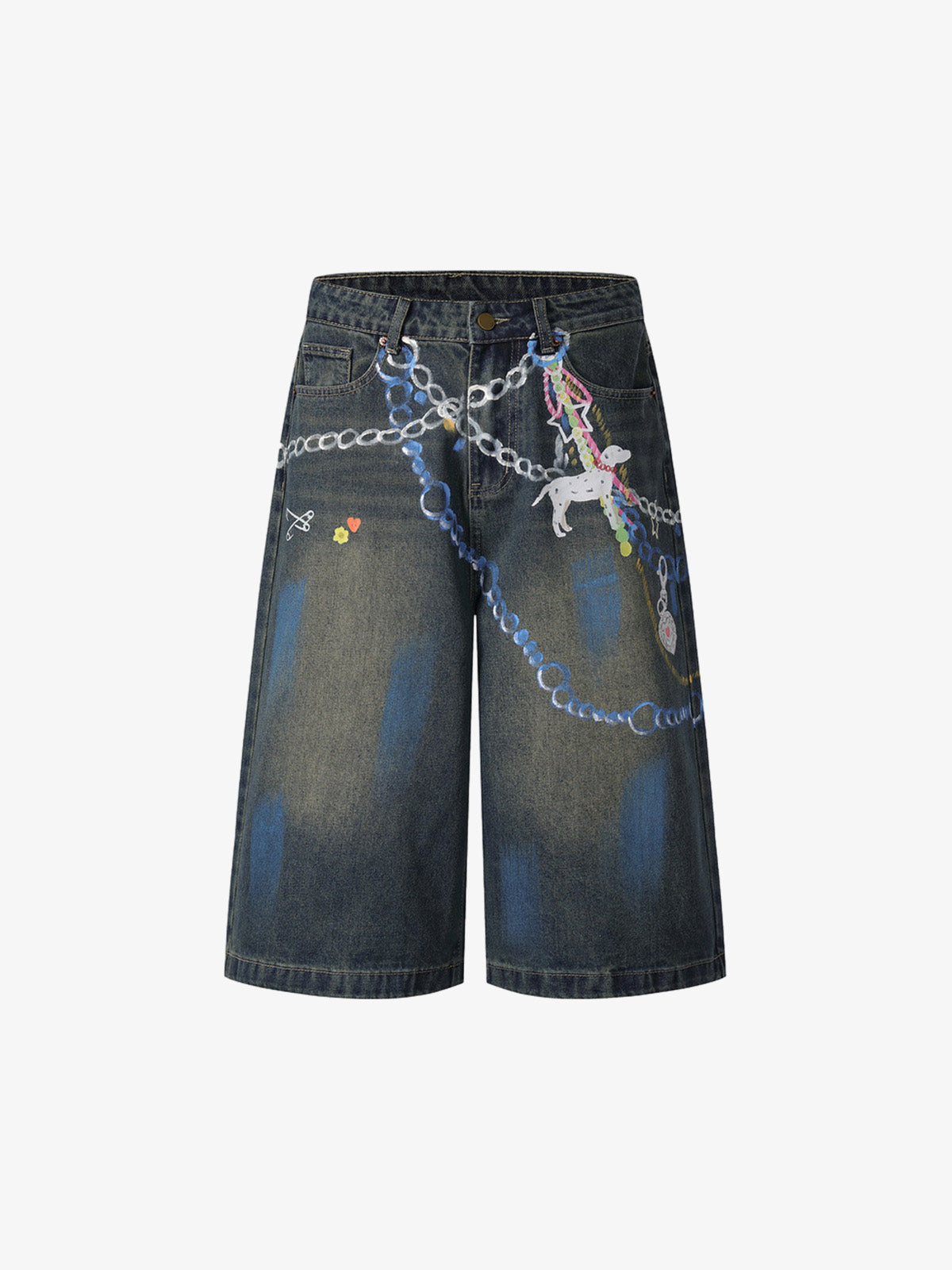 Street Painting Graffiti Denim Jorts
