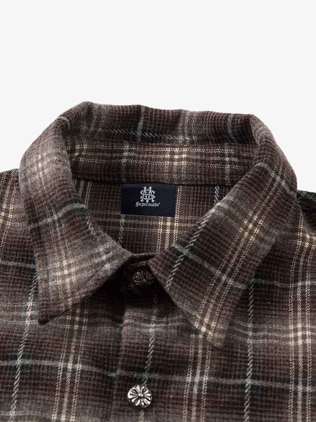 Cotton Street Distressed Plaid Faux Two-Piece Shirt - image 3